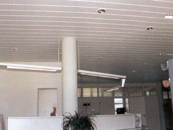 Dobner Aluminium-Paneeldecken in der Empfangshalle, Ulm